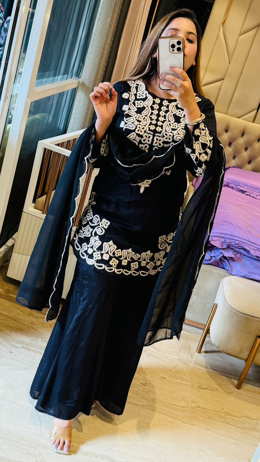 Aaradhya Plazo Set- Black